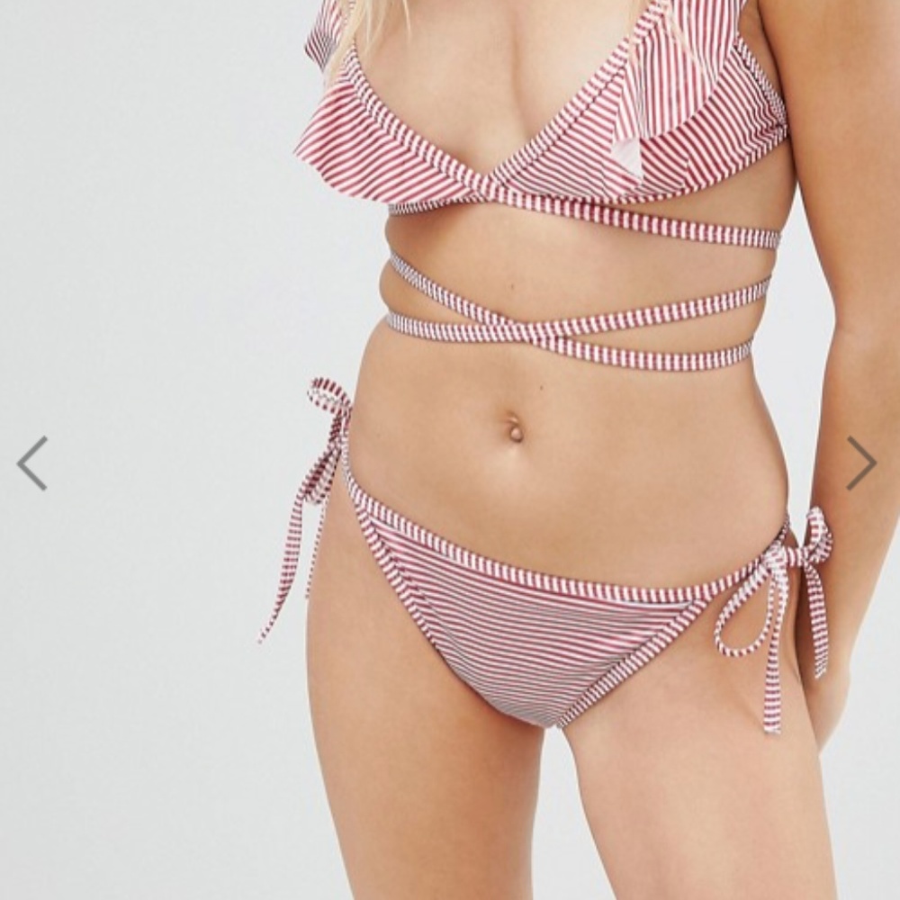 PrettyLittleThing Striped Bikini Top and Bottom - Picture 2 of 4